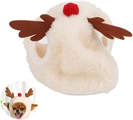 Noel Pet Şapka, renkli Noel Aksesuarları Pet Ayarlanabilir Şapkalar Sevimli Köpek Kedi Şapkalar için Pet (Büyük Bej)