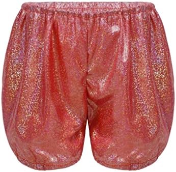 Hansber Çocuk Kız Erkek Sparkle Dans Şort Parlak Metalik Sıcak Pantolon Dipleri Dans Performansı Kostüm Kırmızı 3-4