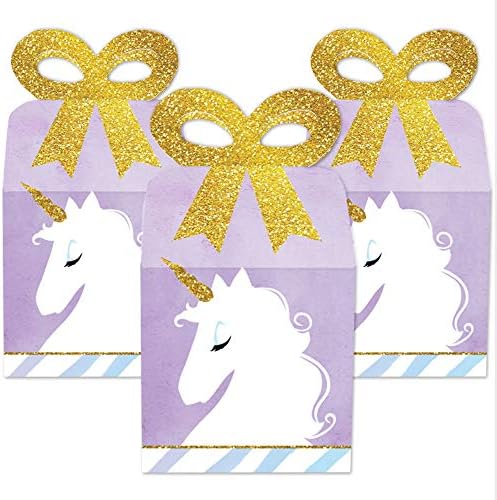 Büyük Nokta Mutluluk gökkuşağı ünikorn-Kare Favor Hediye Kutuları-Büyülü Unicorn Bebek Duş veya Doğum Günü Partisi