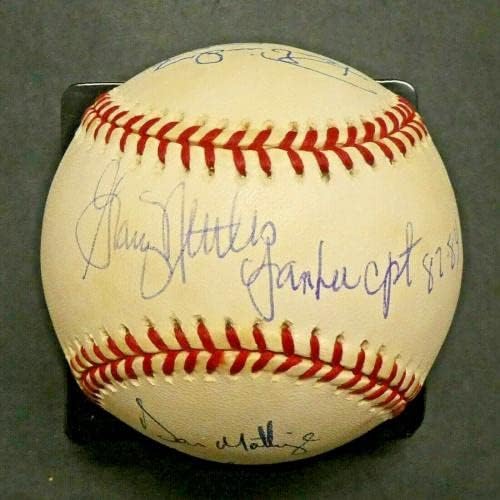 Yankees Kaptanları Ball Nettles'ı İmzaladı Guidry Mattingly Randolph Tam JSA Mektubu İmzalı Beyzbol Topları