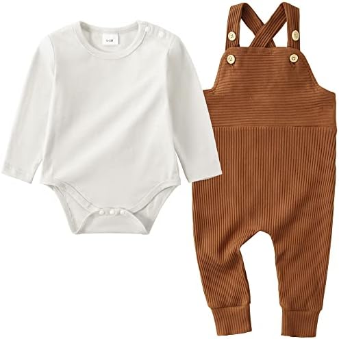 YUEMİON Yenidoğan Erkek Bebek Giysileri, 2 Adet Bebek Erkek Romper Bodysuit İlkbahar / Yaz Şerit Kıyafetler + Önlük