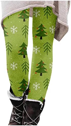 Noel Tayt kadın Yüksek Belli egzersiz pantolonları Karın Kontrol Bayan Noel Baba Ekose Baskı Spor Legging Tayt