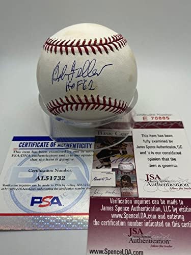 Bob Feller HOF 62 Kızılderililer İmzalı İmza Resmi MLB Beyzbol PSA DNA JSA İmzalı Beyzbol Topları
