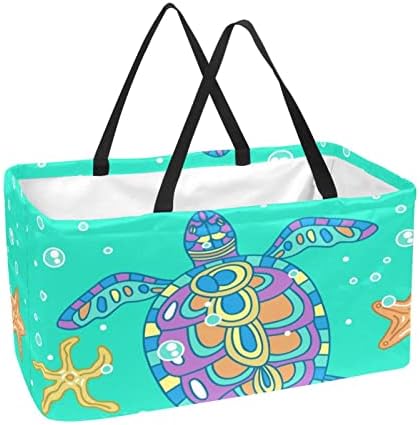 Alışveriş Sepeti Kaplumbağa Yosun Yaprağı Yeniden Kullanılabilir alışveriş çantası çamaşır sepeti Taşınabilir Piknik