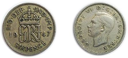 Koleksiyoncular için Madeni Paralar-Dolaşımdaki İngiliz 1947 George VI Sixpence / Six Pence 6p Coin / Büyük Britanya