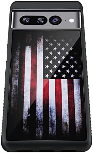 Tnarru Amerikan Bayrağı Desen ile Uyumlu Google Piksel 7 Pro Kılıf Sert PC Geri ve Yumuşak TPU Taraf Kaymaz Çizilmez