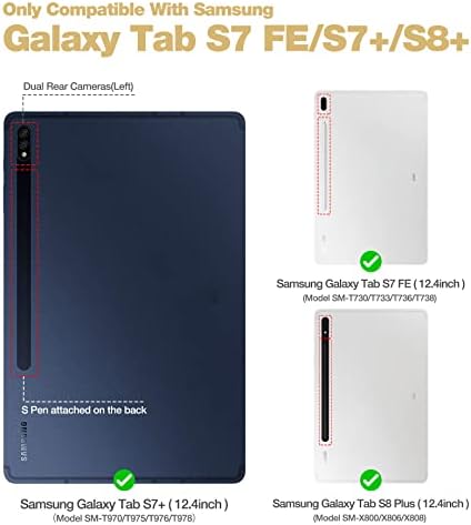 ONPINT Kılıf Samsung Galaxy Tab için S7 FE 2021/S8 + Artı 2022 / S7 Artı 2020 12.4 Dahili Ekran Tam Vücut Koruyucu