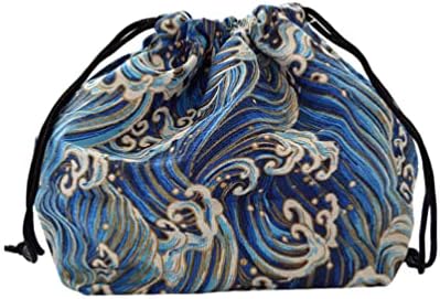 Angoily Japon Dekor 2 adet Japon Öğle Tote Çanta İpli Bento Öğle Handy Çanta Taşınabilir Bento Saklama Çantası Tuval