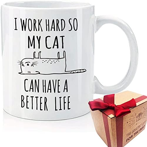 Sevimli Alıntı Kedi Kahve Kupaları, Doğum Günü sevgililer Günü Yıldönümü Noel için Sevimli Beyaz Kedi Kupa Hediye,