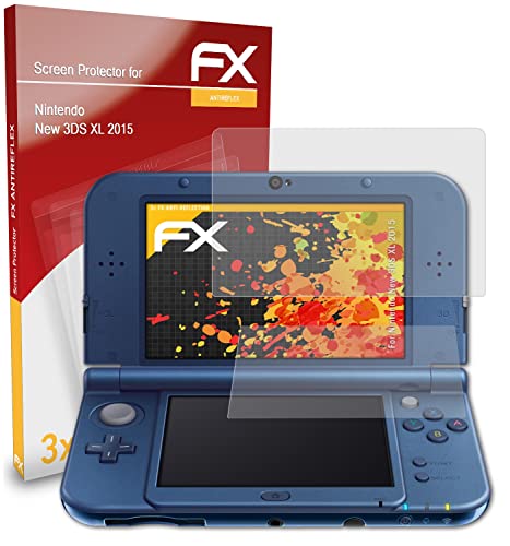 Nintendo Yeni 3DS XL 2015 Ekran Koruyucu Film ile uyumlu atFoliX Ekran Koruyucu, yansıma önleyici ve şok emici FX