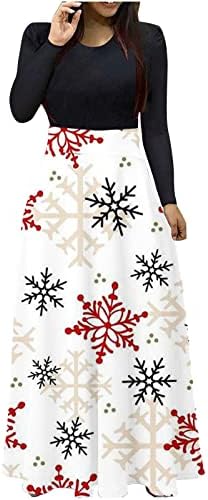 Artı Boyutu Elbise Kadınlar için Noel uzun elbise Dökümlü Elbise Kokteyl Parti Salıncak Maxi Dökümlü Elbise Baskı