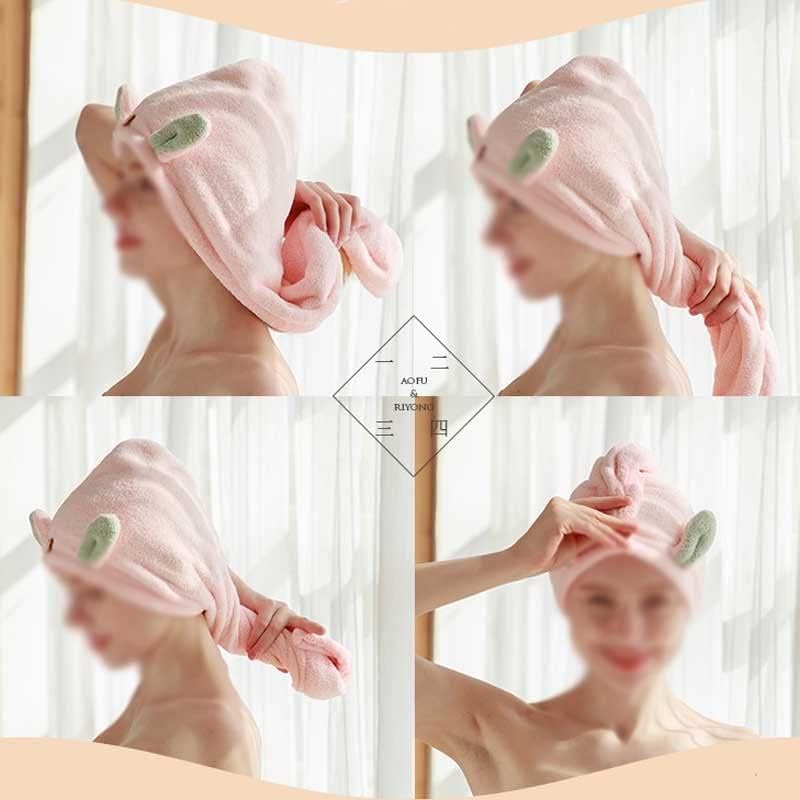 DOBA Karikatür Tavşan Kulaklar Saç Kurutma Makinesi Çabuk Kuruyan Havlu banyo havlusu şapka Hızlı şapka Türban Kuru