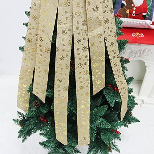 Çelenk Püskül Noel Kolye Ağacı Üst Dekorasyon Kolye Büyük Yay DIY Bez Şerit Kolye Gnome Süs 3 Set (Sarı, Bir Boyut)