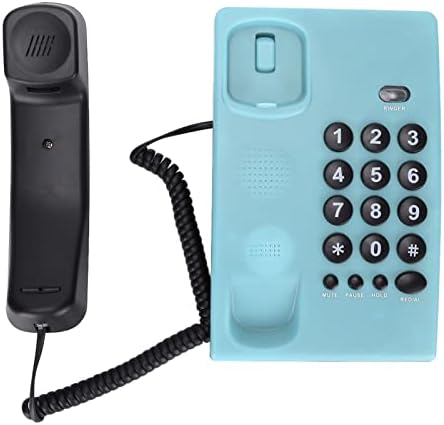 Yaşlılar için Masaüstü Sabit Hat, Ofis Otel için İki Renkli Büyük Düğme Çok Fonksiyonlu Pilsiz Kablolu Telefon(Mavi)