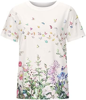 Bayan Çiçek Baskı Gevşek Fit Bluzlar Tekne Boyun Bluzlar Tişörtleri Kısa Kollu Salon Sonbahar Yaz Bluzlar SU
