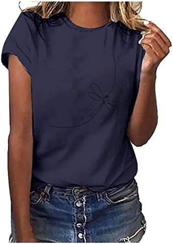 Kadın Yusufçuk Baskı T Shirt Kısa Kollu Ekip Boyun Sevimli Grafik Tee Casual Yaz Tees En