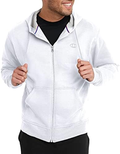 Şampiyon Erkek Powerblend Sweatshirt, Erkekler için Polar Fermuarlı Kapüşonlu Kıyafet, İkonik C Logosu