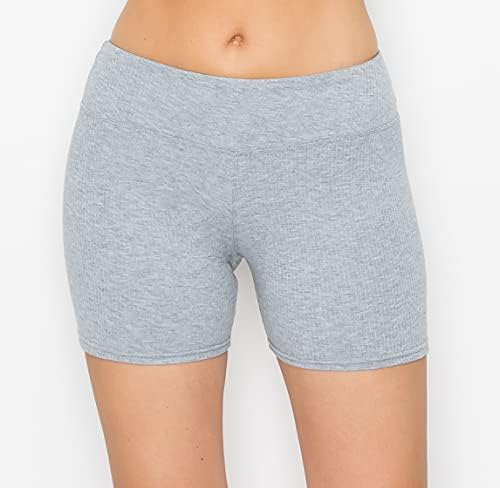 HER ZAMAN Kadın Nervürlü Yoga Şortu-Premium Yumuşak Yüksek Bel Kaburga Örgü kısa Pantolon