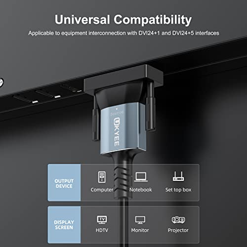 UKYEE DVI-DVI Monitör Kablosu 6FT 10-Pack,24 + 1 DVI-D Çift Bağlantı Kablosu, Dijital Video Kablosu, Erkek - Erkek-Oyun