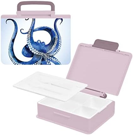 ALAZA Mavi Deniz Kraken Ahtapot Bento Öğle Yemeği Kutusu BPA Içermeyen Sızdırmaz Öğle Konteynerler w/Çatal ve Kaşık,