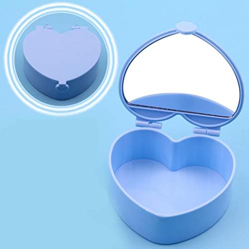 NUOBESTY 2 Adet Kalp Şeklinde Mücevher Kutusu Plastik Nişan Yüzüğü kutulu ayna Takı Çantası Küpe Depolama Tutucu Organizatör