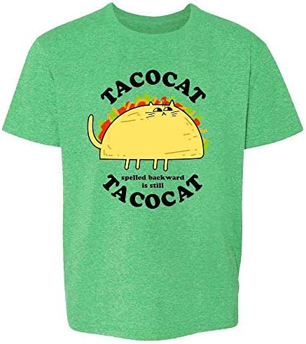 Pop Konuları Tacocat Yazıldığından Geriye olduğunu Tacocat Komik Taco Kedi Gençlik Çocuklar Kız Erkek T-Shirt