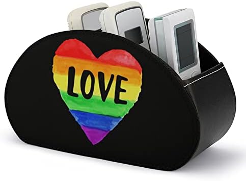 Aşk Kalp LGBT Pride Tv Uzaktan Kumanda Tutucular Makyaj Organizatör Kutusu PU Deri Ev Depolama Caddy Mağaza 5 Bölmeli