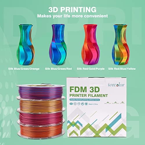 IWECOLOR 3D Yazıcı Filament Üçlü Renkler 4 * 0.44 lbs / Makara Kırmızı / Mavi / Yeşil, Kırmızı / Altın / Mor, Kırmızı