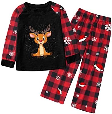 Pijama Aile Pazen Aile Eşleştirme Noel Pijama Seti Ekose Kollu Desen Baskı Festivali Yetişkinler Çocuklar İçin