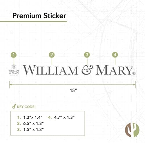 Koleji William & Mary W&M Kabile Adı Logo Vinil Çıkartması Dizüstü Su Şişesi Araba Karalama Defteri (15 İnç Etiket)