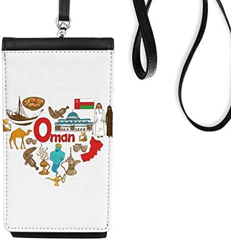 Umman Aşk Kalp Landscap Ulusal Bayrak Telefon Cüzdan çanta Asılı Cep Kılıfı Siyah Cep