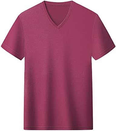 Erkek Serin Kuru Atletik Tee Üstleri V yaka Nefes T-Shirt Düz renk düzenli Fit kısa kollu