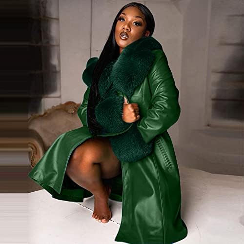 OVERMAL Kadın Deri Ceket Yaka Kış Moda Yaka Uzun Kollu Fermuar Artı Boyutu günlük ceketler Ceket