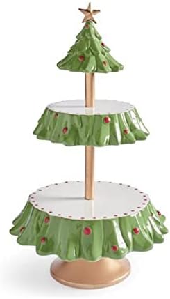 EESLL Tatlı Raf Noel Ağacı Meyve Tabağı Çift Kek Standı şeker tabağı Noel Aperatif Standı (Renk: 02)