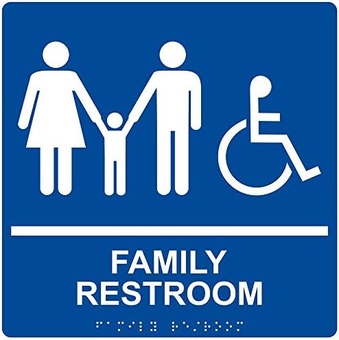 ComplianceSigns.com Aile Tuvaleti Tabelası, ADA Uyumlu Braille ve Yükseltilmiş Harfler, 9x9 inç. Yapışkan Montaj Şeritleri