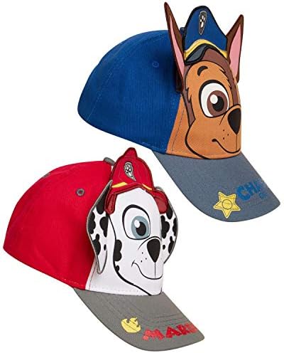 Nickelodeon Erkek Pençe Devriye beyzbol şapkası-2 Paket Chase, Marshall, Moloz Kavisli Ağız Kayışı Arka Şapka (2T-7)