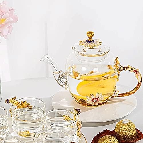 çaydanlık Emaye Kristal çay seti Papatya cam çaydanlık Sıcak Ve Soğuk içecekler ev içecek ofis su ısıtıcısı çay seti