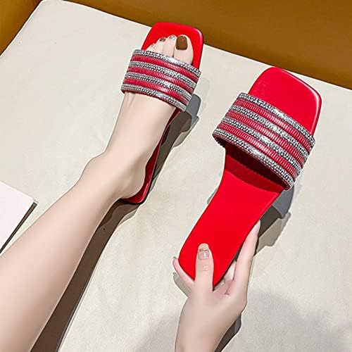 Kadın Kare Ayak Düz Terlik Yaz Moda Tek satır Sandalet Açık Slaytlar Hafif Flip Flop Anne için Hediye