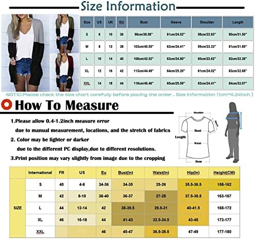 FQZWONG Uzun Hırka Kadınlar için Uzun Kollu Renk Bloğu Temel Açık Ön Hırka Büyük Boy Diz Boyu Rahat Sofy Slim Fit