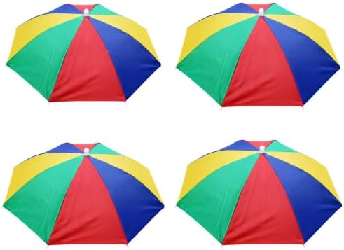 DİSTART 4 Paket Şemsiye Şapka, spor Kafa Şemsiye Şapka Yetişkin Çocuklar Kadınlar için, 21 Çap Katlanır Su Geçirmez
