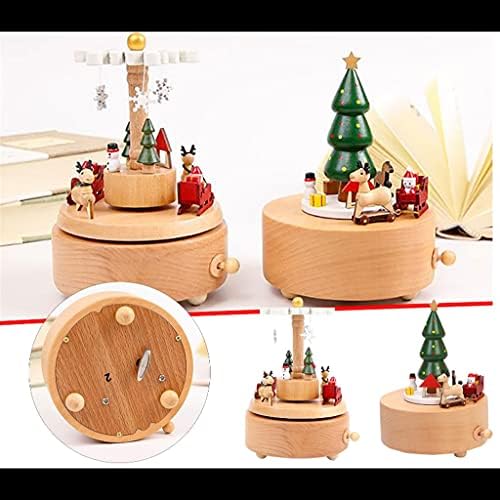 TAZSJG Ahşap müzik kutusu Noel Partisi Noel Ağacı atlıkarınca müzik kutuları Hediye Noel (Renk: B, Boyut
