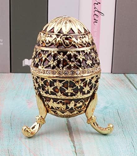 SEVENBEES Faberge Yumurta Koleksiyonu Hediye Biblo Kutusu Menteşeli Mücevher Kutuları El Boyalı Mücevher Kutuları