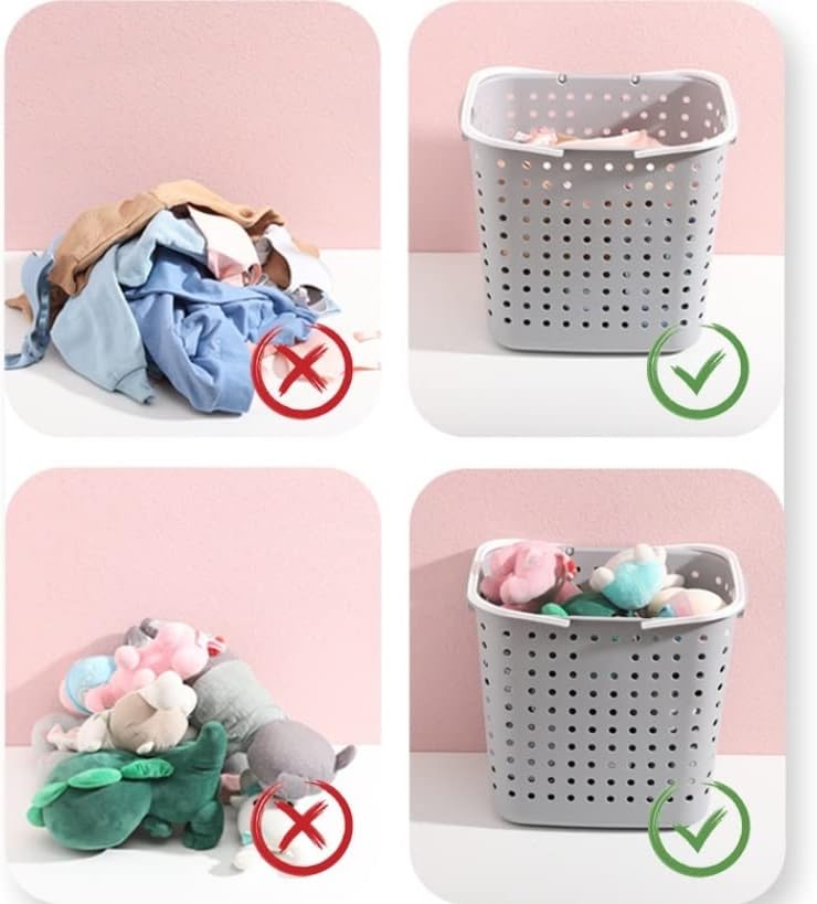 TJLSS Kirli giysi saklama Sepeti Plastik çamaşır sepeti Ev çamaşır sepeti çamaşır sepeti Net (Renk : E, Boyut : :43