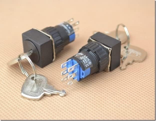 kare anahtar anahtarı çift atış 2C 2 NC 2 NO, 2 pozisyon korunur, anahtar her iki taraftan da çıkarılabilir