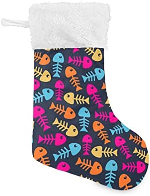 HJJKLLP Renkli Balık Kemikleri Noel Çorap Büyük Şeker Çorap Stuffers Çocuklar Sevimli Kişiselleştirilmiş Çorap ile