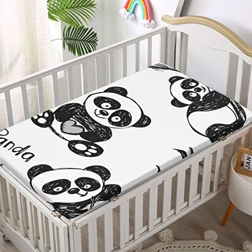 Panda Temalı Gömme Beşik Levha, Standart Beşik Yatak Gömme Levha Yumuşak ve Esnek Gömme Beşik Levha-Kız veya Erkek