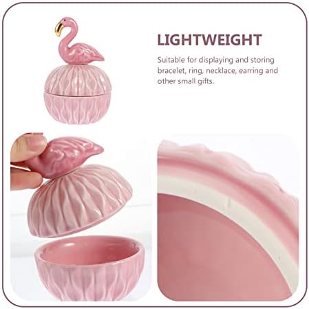 Cabilock Araba Dekor Flamingo Mücevher Kutusu Biblo Tutucu: 2 adet Seramik Takı Depolama Heykelcik Küpe Bilezik Hazine