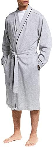 HOLOVE erkek pamuklu bornoz artı boyutu bornoz hafif Spa yumuşak pijama