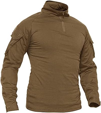 TACVASEN erkek Askeri Gömlek Slim Fit Kazak Uzun Kollu 1/4 Zip T-Shirt