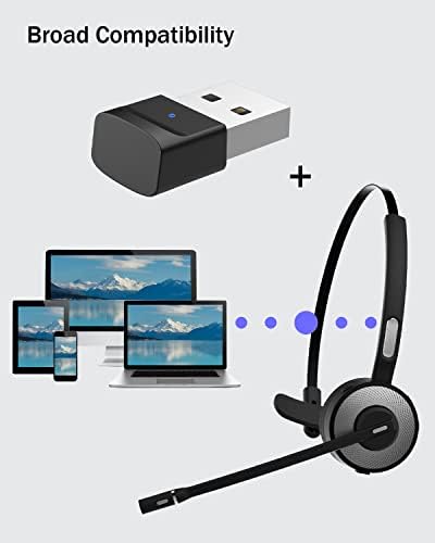 USB Dongle/Adaptörlü ASİAMENG Bluetooth Kulaklık, Gürültü Önleyici Mikrofonlu Tek Kulaklı Kablosuz Kulaklık Sessiz